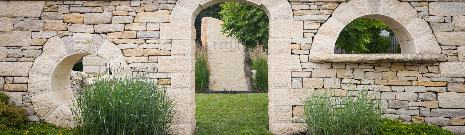 Stonework garden in Cottonwood Falls, Kansas